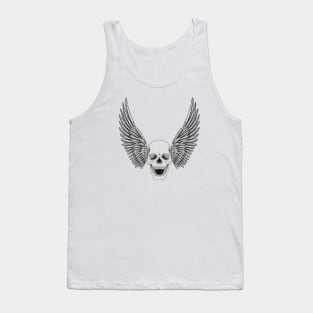 Skull with Wings line art Tank Top